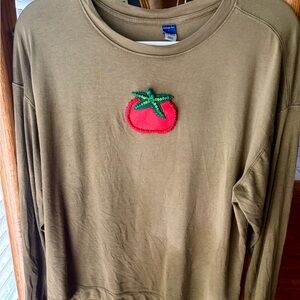 Olive Green Longsleeve with Red Tomato Patch